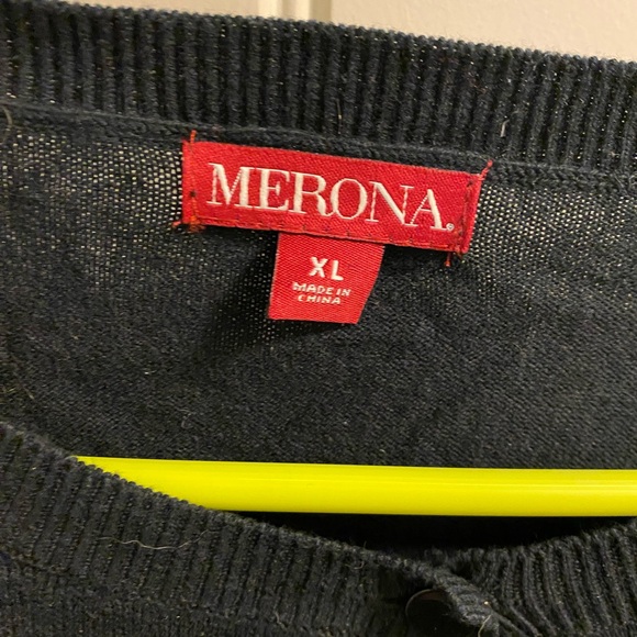 Merona XL Cardigan Sweater X Large Lightweight Button Front Black Gray Ladies - Picture 2 of 5